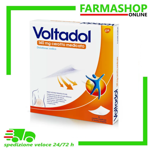 Voltadol Antinfiammatorio 140mg Diclofenac Dolori Muscolari Mal di Schiena 5 Cerotti Medicati