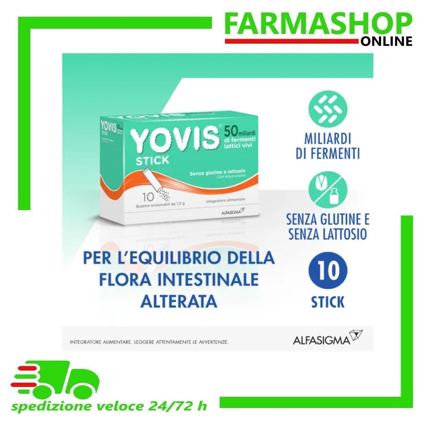 Yovis stick 50 miliardi integratore fermenti lattici vivi 10 bustine orosolubili