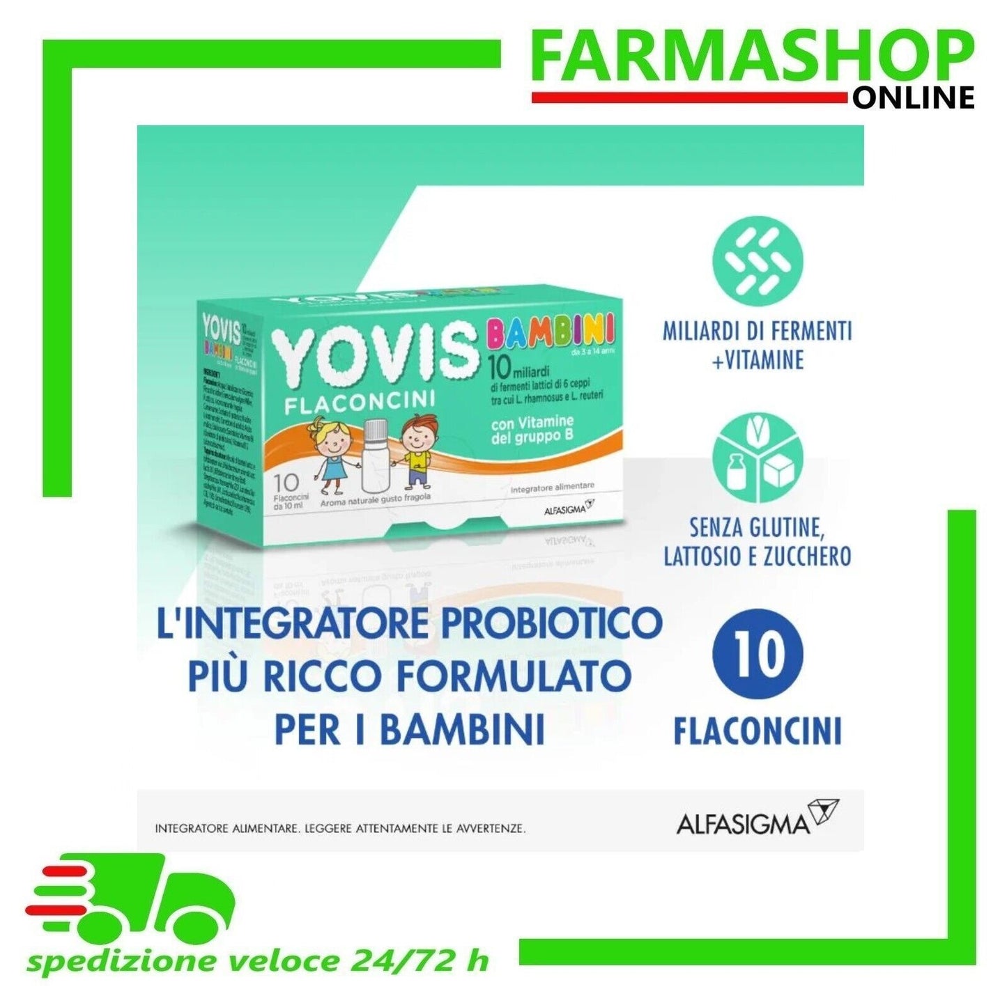 YOVIS BAMBINI FRAGOLA 10 FLACONCINI DA 10 ML