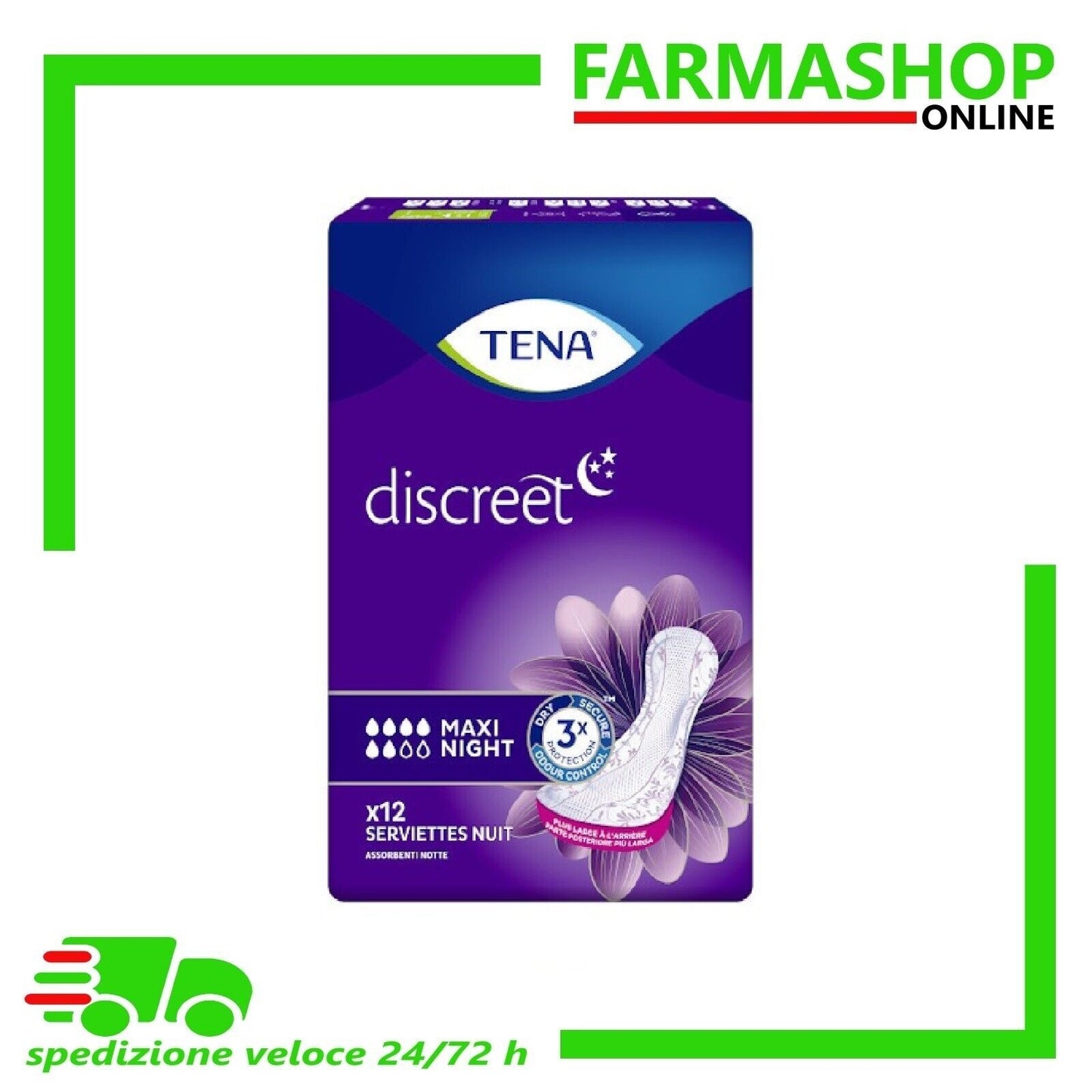 TENA DISCREET MAXI NIGHT DA 12 PEZZI ASSORBENTI PER INCONTINENZA