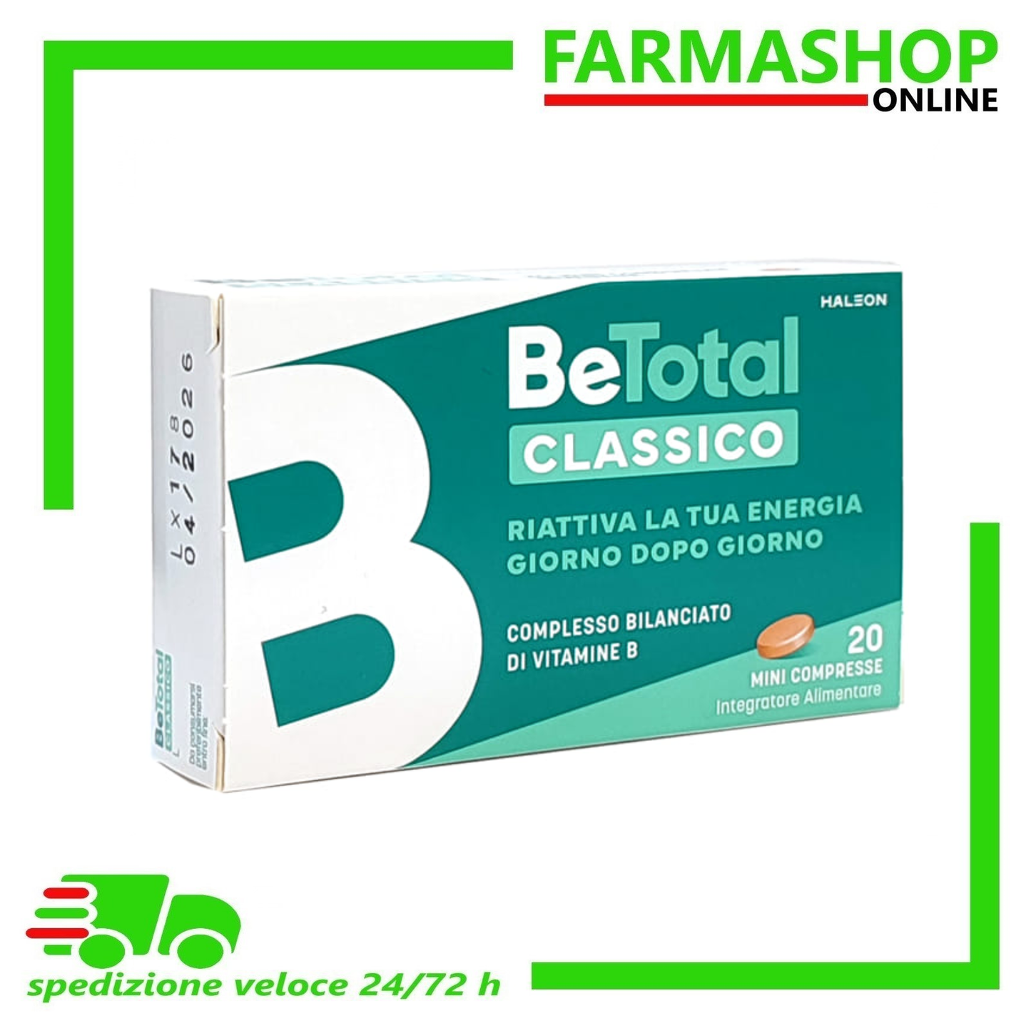 Be-total Integratore Alimentare Vitamina B, B3 Vitamina B12 Acido Folico Energia Per Adulti Compresse