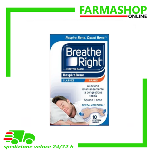 BREATHE RIGHT® CEROTTINI NASALI CLASSICI GRANDI 10 PEZZI