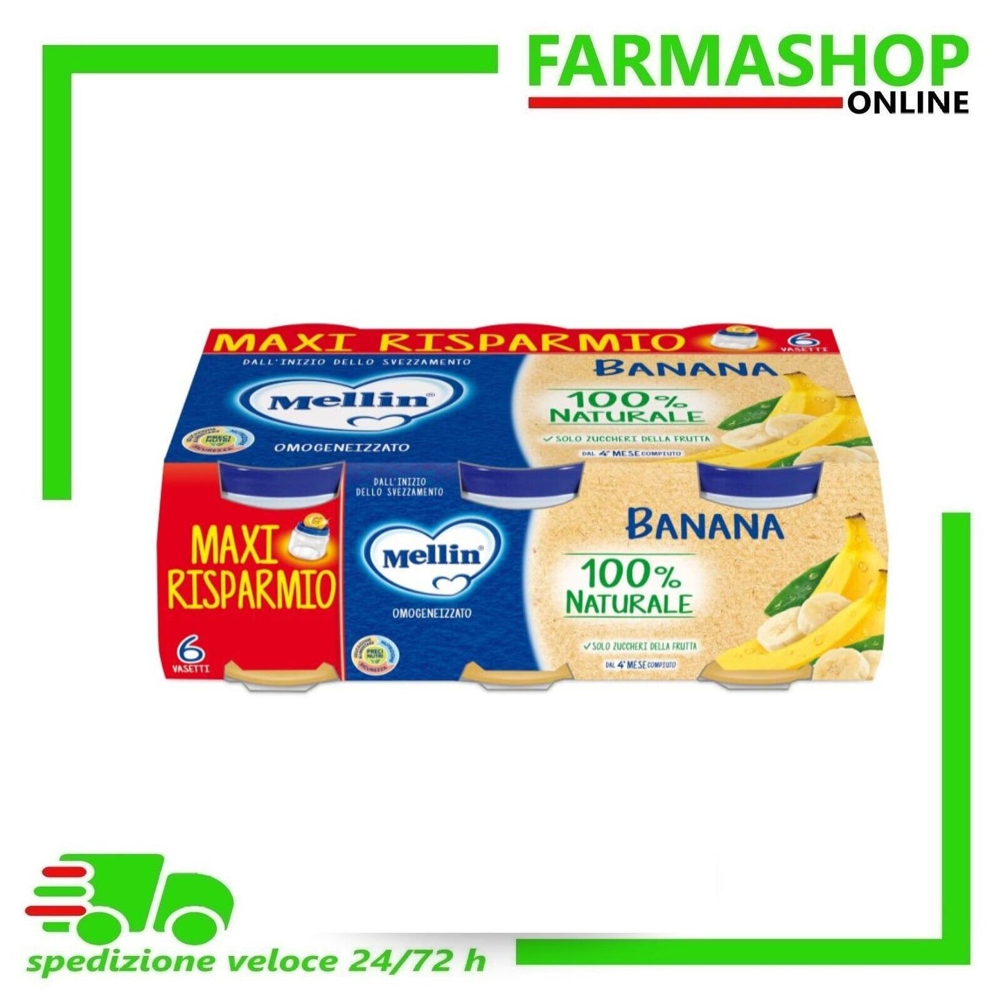 Mellin Omogeneizzati Gusto Banana 6 Vasetti x100g