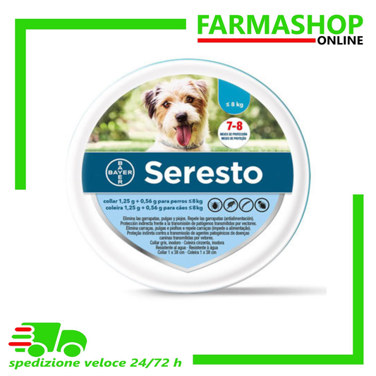 Seresto-cani 1,25+0,56g collare antiparassitario per cani DA 1 A 8 KG