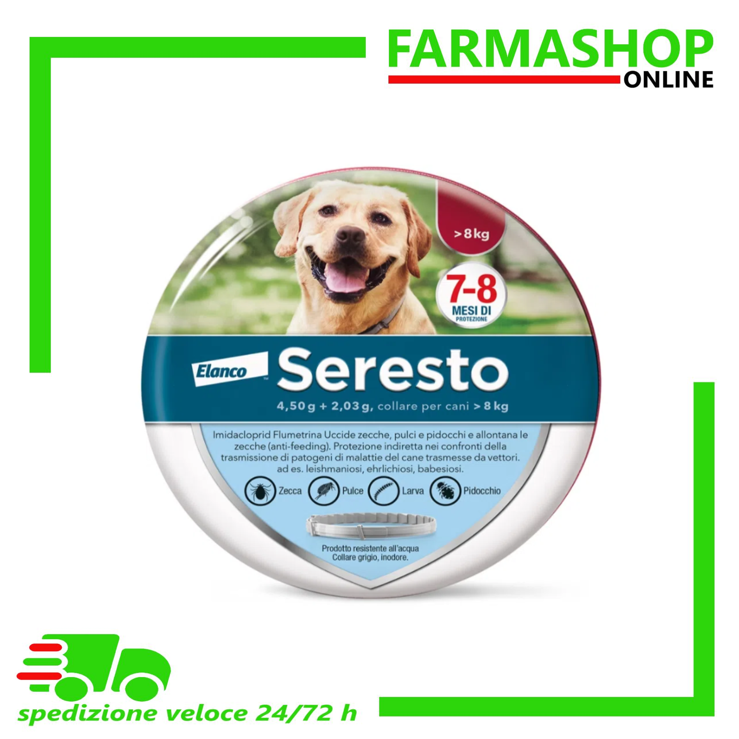 Bayer Seresto Collare Cani Medio/Grande 4,50 kg + 2,03g